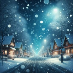 Obraz premium Snowflakes falling softly on a quiet street