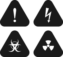 triangle caution warning sign black vector design illustratio