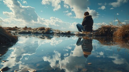 Encourage selfreflection personal growth with an image of someone journaling or engaging in introspective activities