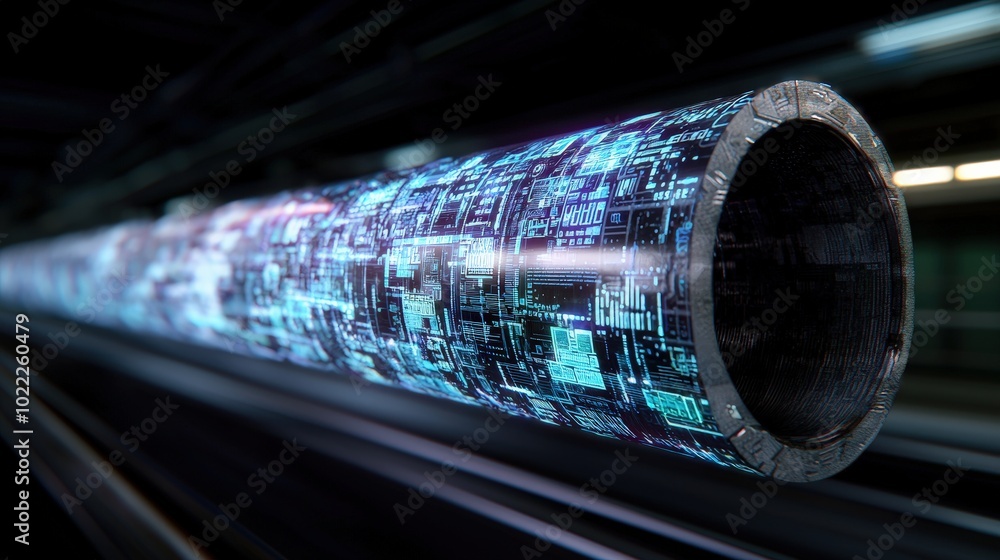 Poster futuristic digital data pipeline technology and science concept