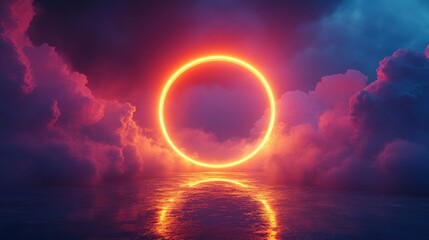 Majestic Sunset with Circular Halo Effect