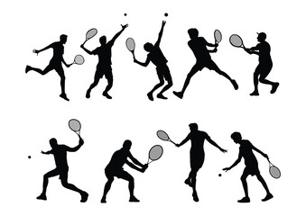 silhouette of male athlete playing tennis