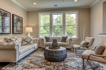 Bright modern living room with cozy seating and stylish touches