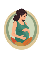 pregnant mother in frame flat design