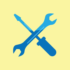 vector blue wrench screwdriver