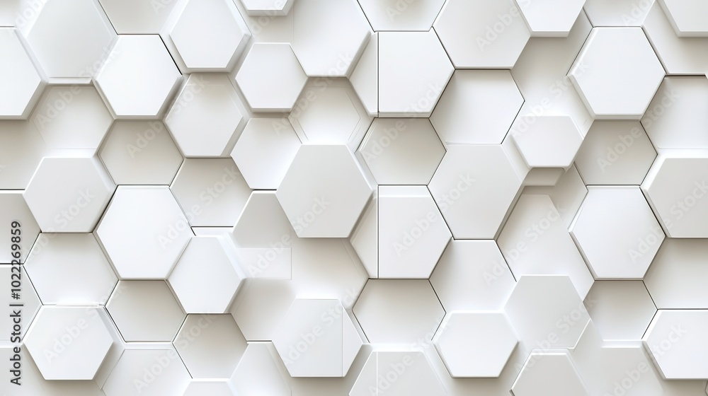Poster modern hexagonal pattern in white and gray tones