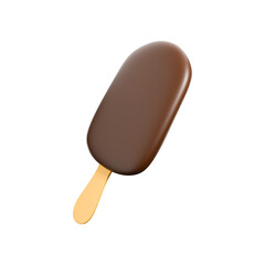 a 3D icon render chocolate ice cream stick
