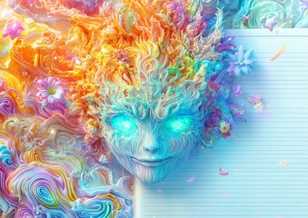 Enchanting Whimsical Stationery Set with Floating Art and Cursed Book - 3D Claymation Style Animation on Bright White Paper