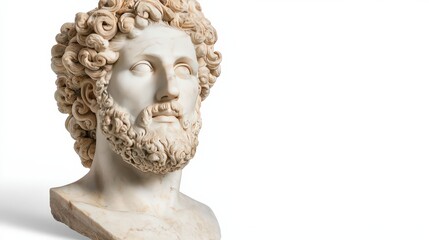 Obraz premium Ancient Greek Marble Bust Sculpture of Zeus Mythology History Art White Background