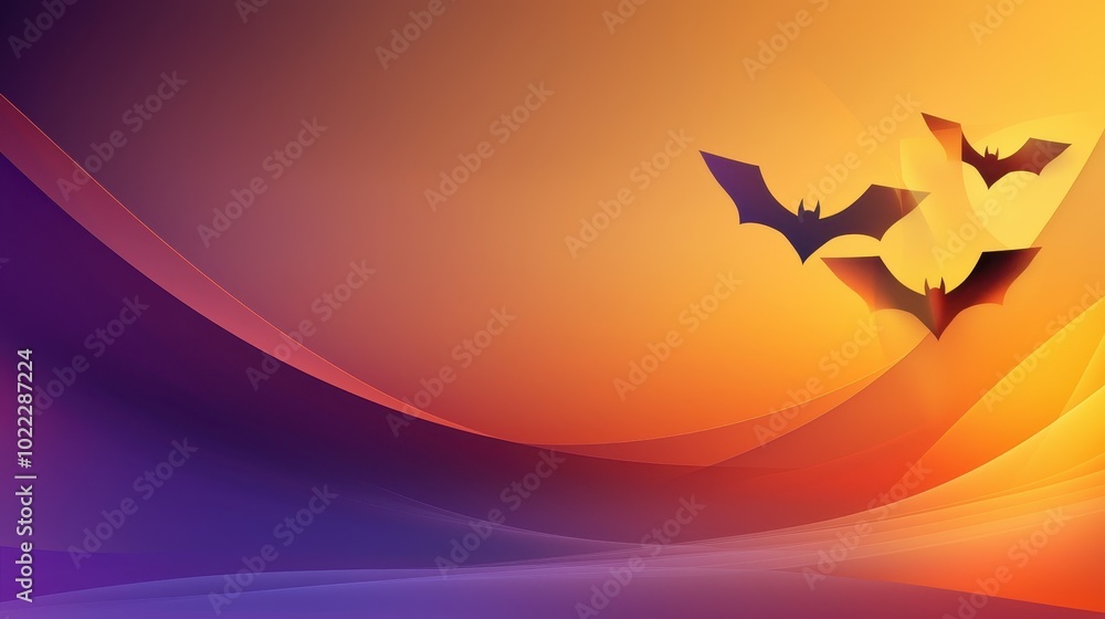 Aufkleber a geometric halloween abstract background with sharp triangular bat shapes and angular pumpkin outli