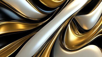 Elegant Flowing Silk in Gold, Black, and White Tones