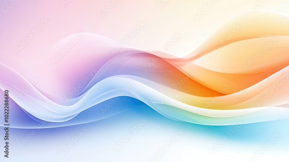 Poster a rainbow abstract background with fluid color transitions and wavy patterns, evoking a sense of mov