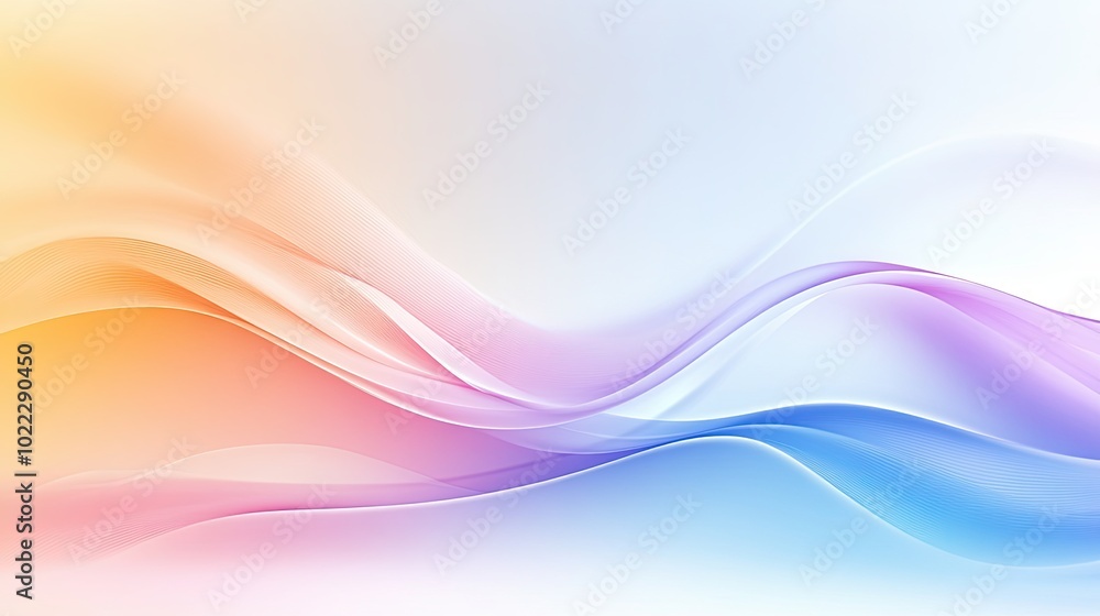 Poster a soft rainbow vector background with curved lines and seamless color blending, offering a calming a