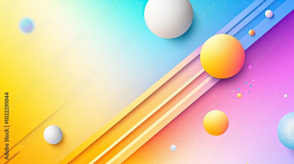 Poster a vibrant rainbow vector background with geometric shapes, creating a modern and dynamic visual for 
