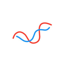 red and blue wave lines