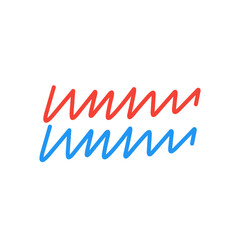red and blue wave lines