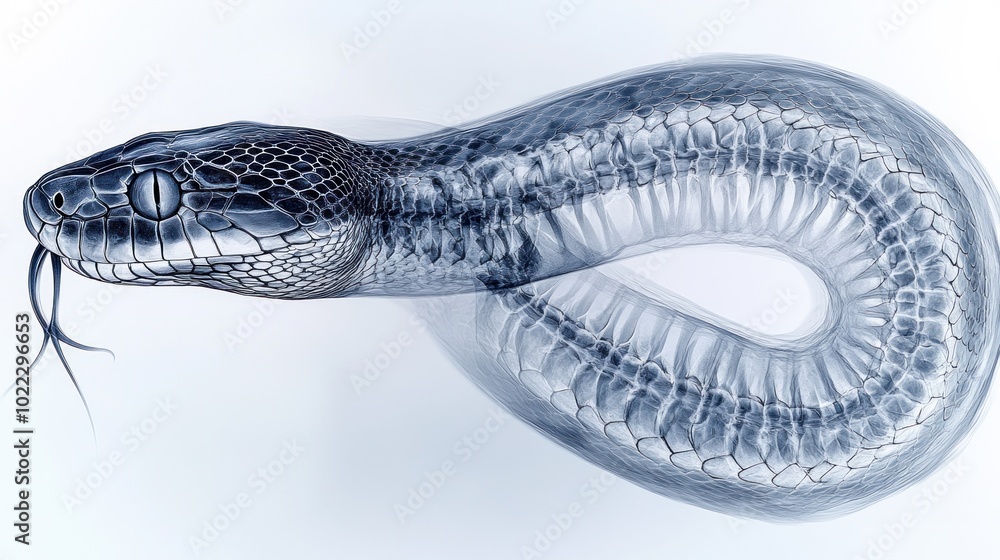 Aufkleber x-ray image of a snake showcasing its internal structure.