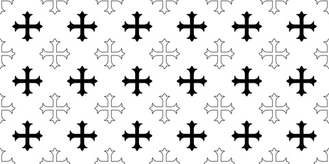 black white Cross fleury seamless pattern