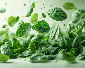 Obraz premium Spinach leaves floating