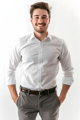 Fototapeta premium Neutral, Professional White Background for ID, Passport, and Official Document Photos