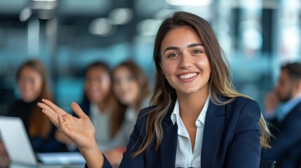 Professional Woman Smiling in Business Environment