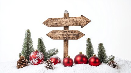 sign with christmas decoration