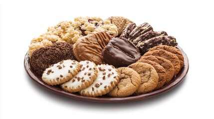 Festive Vegan Christmas Cookies Arranged on Platter, Perfect Holiday Dessert Idea | Isolated White Background