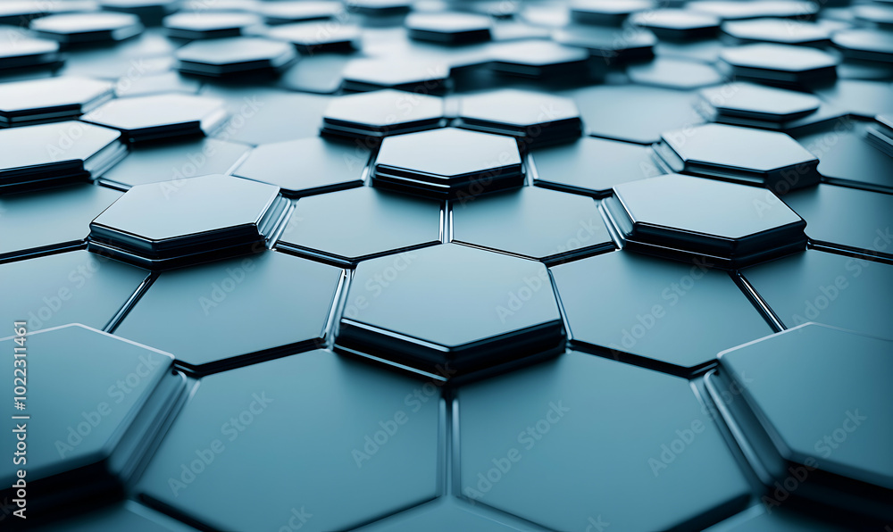 Sticker Abstract background with a repeating hexagonal pattern, with some hexagons raised.