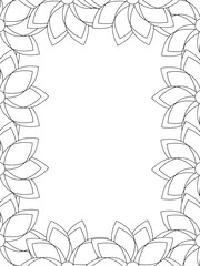 All these designs are hand-drawn and unique 
Flower Border Beautiful black and white illustration for adult coloring book,
This is a printable Beautiful Zentangle Coloring page for KDP Interior,