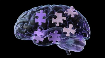 Alzheimer s Awareness Concept   Human Brain with Missing Puzzle Pieces