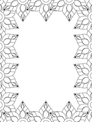 All these designs are hand-drawn and unique 
Flower Border Beautiful black and white illustration for adult coloring book,
This is a printable Beautiful Zentangle Coloring page for KDP Interior,