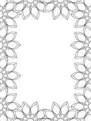 All these designs are hand-drawn and unique 
Flower Border Beautiful black and white illustration for adult coloring book,
This is a printable Beautiful Zentangle Coloring page for KDP Interior,