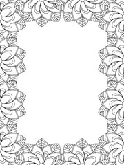 All these designs are hand-drawn and unique 
Flower Border Beautiful black and white illustration for adult coloring book,
This is a printable Beautiful Zentangle Coloring page for KDP Interior,
