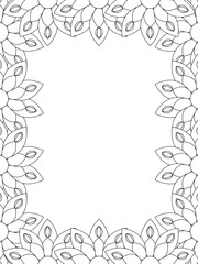 All these designs are hand-drawn and unique 
Flower Border Beautiful black and white illustration for adult coloring book,
This is a printable Beautiful Zentangle Coloring page for KDP Interior,
