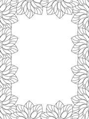 All these designs are hand-drawn and unique 
Flower Border Beautiful black and white illustration for adult coloring book,
This is a printable Beautiful Zentangle Coloring page for KDP Interior,