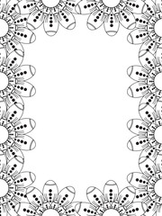 All these designs are hand-drawn and unique 
Flower Border Beautiful black and white illustration for adult coloring book,
This is a printable Beautiful Zentangle Coloring page for KDP Interior,