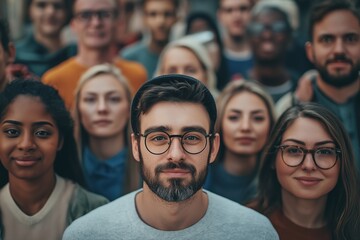 Obraz premium Diverse group of individuals from various backgrounds standing together in a lively urban setting during the day