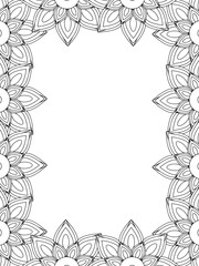 All these designs are hand-drawn and unique 
Flower Border Beautiful black and white illustration for adult coloring book,
This is a printable Beautiful Zentangle Coloring page for KDP Interior,