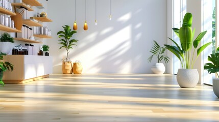 Modern Minimalist Shopping Scene with Clean Lines