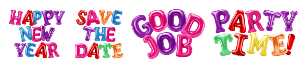 Balloon words png on transparent background