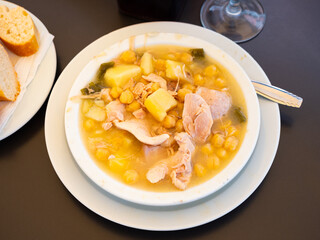 Popular dish of Spanish cuisine is Cocido de garbanzos, made from meat, vegetables and chickpeas