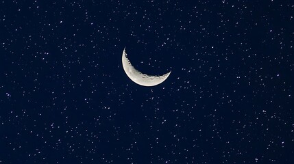 Naklejka premium Breathtaking Image of a Serene Starry Night Sky with a Luminous Crescent Moon Casting a Soft Glow over the Tranquil Landscape