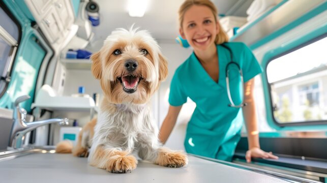 Modern Mobile Pet Grooming Service Inside Van