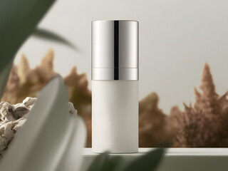illustration of a cosmetic bottle mock up design isolated on natural background	