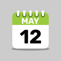 12 may calendar page day, green color icon design.