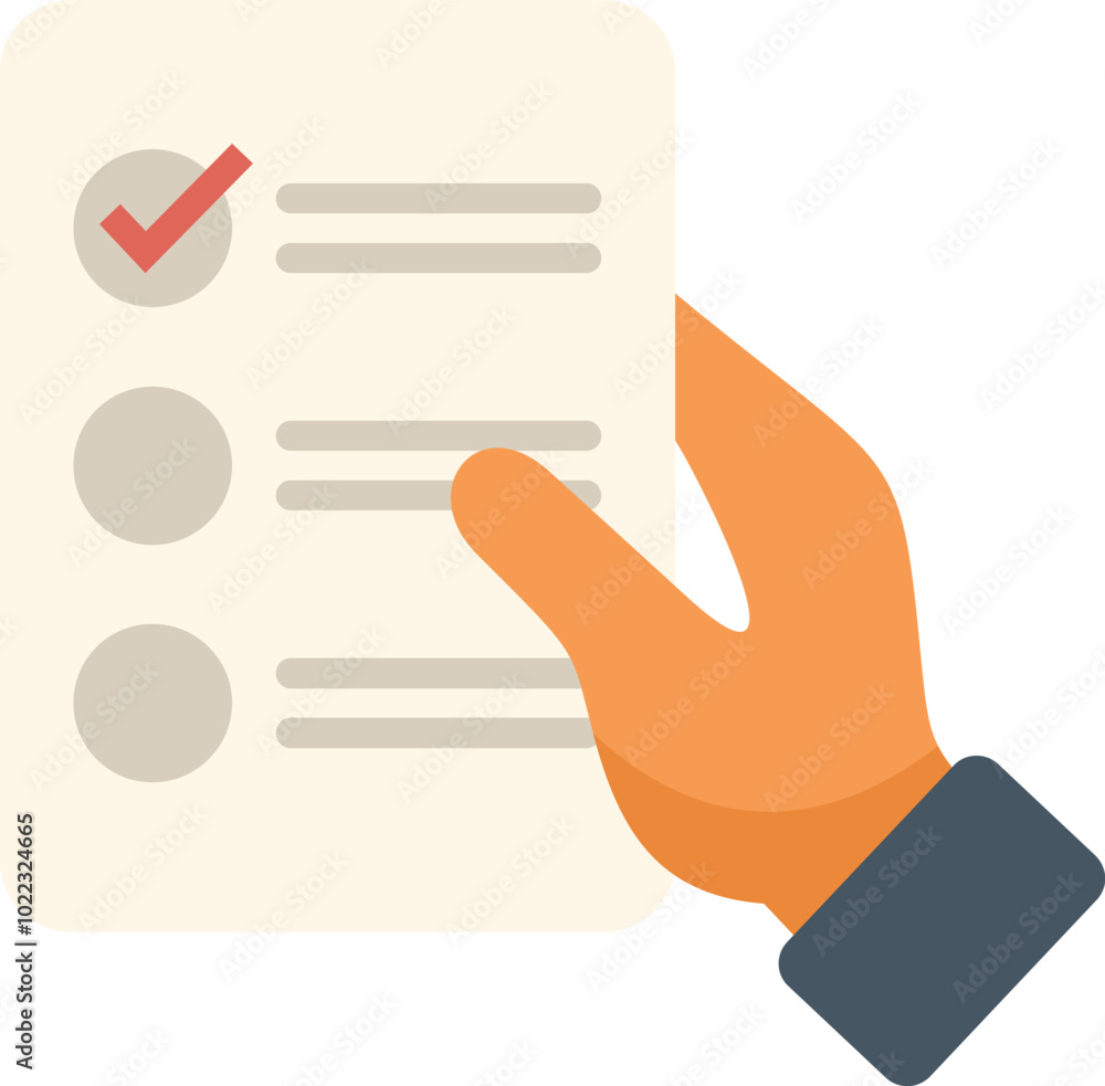 Aufkleber businessman is holding a checklist and putting a tick in a checkbox