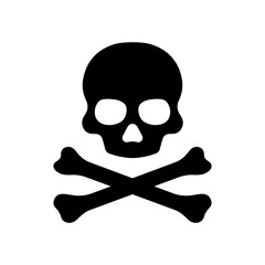 skull death and crossbones icon flat vector illustration