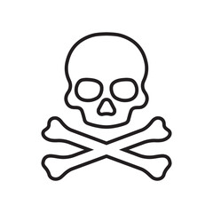 line icon crossbones skull death isolated on white background