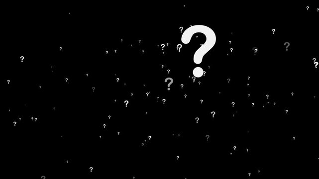 Question Marks Moving Animation on Alpha Channel Transparent Background. 4K Resolution