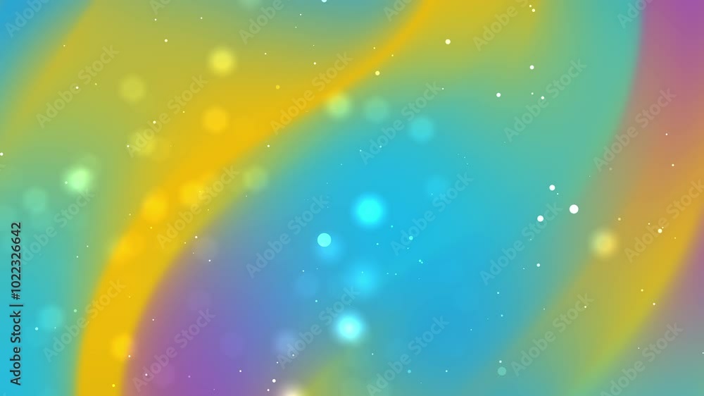Poster blurred abstract shapes with bright spots and white specks create a colorful and dynamic background 